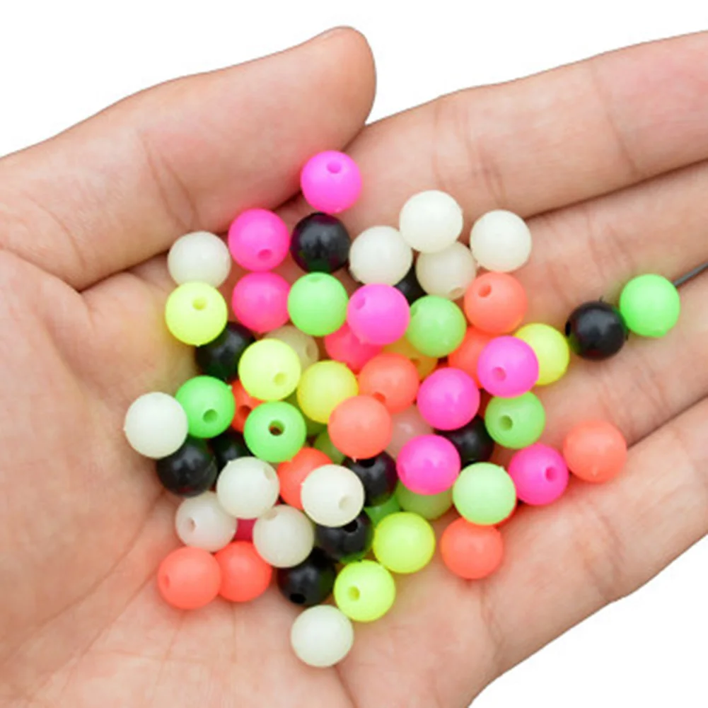 

376Pcs 4-8mm Diameter Fishing Bead Round Hard Plastic Anti-Collision Beans Boxed Portable Colorful Some Products With Luminous