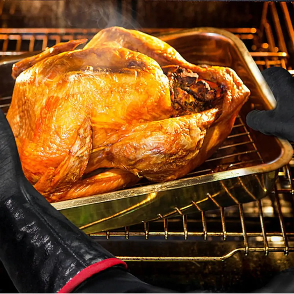 

Kitchen Thickened Heat-Insulating Gloves Microwave Special Household Anti-Scalding Leathers Gloves High Temperature Baking Tools