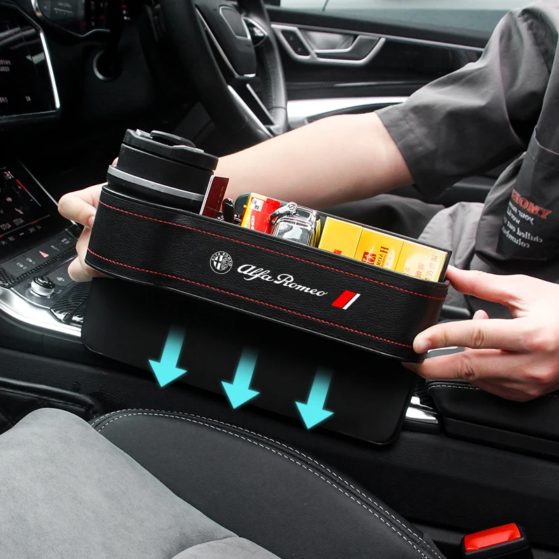 

Car Logo Storage Box Multi Function Seat Gap Sticker Organizer Case Phone Holder Interior Parts For Alfa Romeo 159 147 156 Mito
