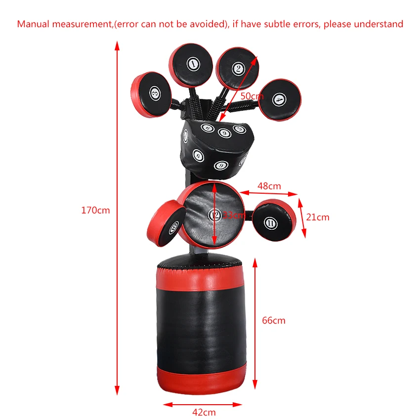 

GBQ612 Vertical Standing Boxing Target Multi-Point Punching Bag Fitness Decompression Steel Pipe + Sponge Kick Boxing Equipment