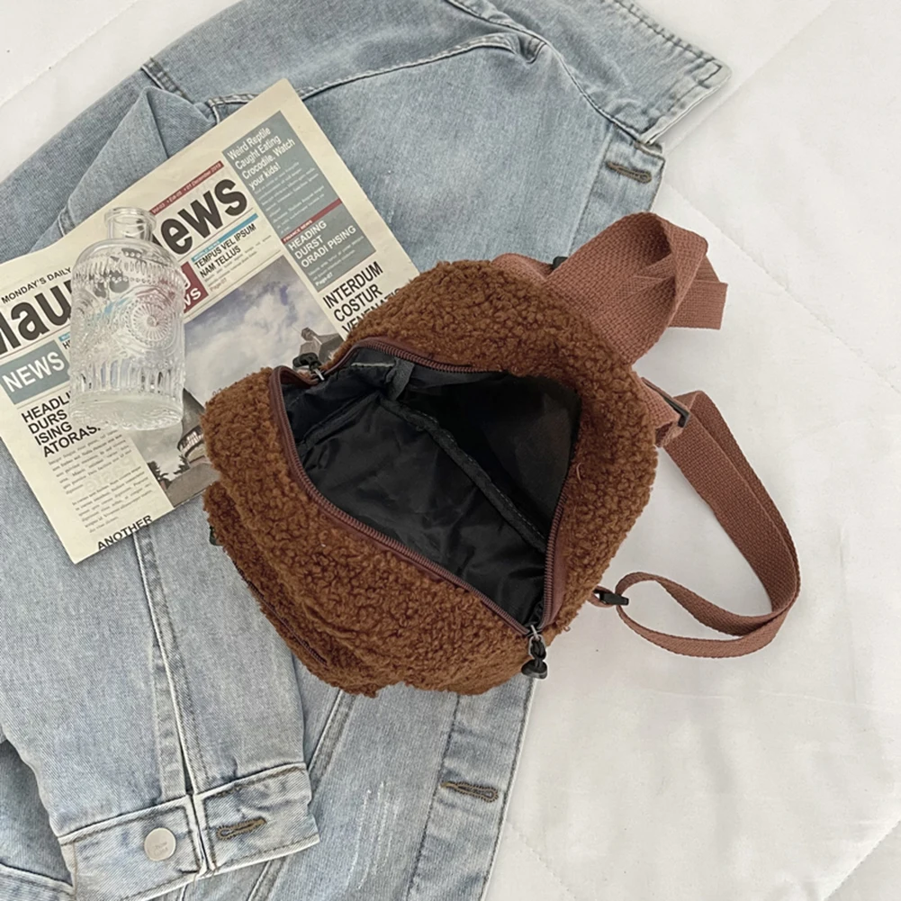 Винтажный Женский мини-рюкзак из овечьей шерсти осенне-зимний Однотонный