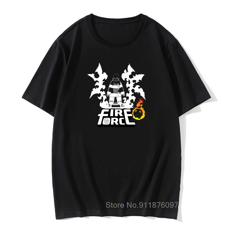 

Novelty Fire Force Tee Shirt Men Pure Cotton Tshirts Firefighter Hero Enen No Shouboutai Anime Tees Tops Tees