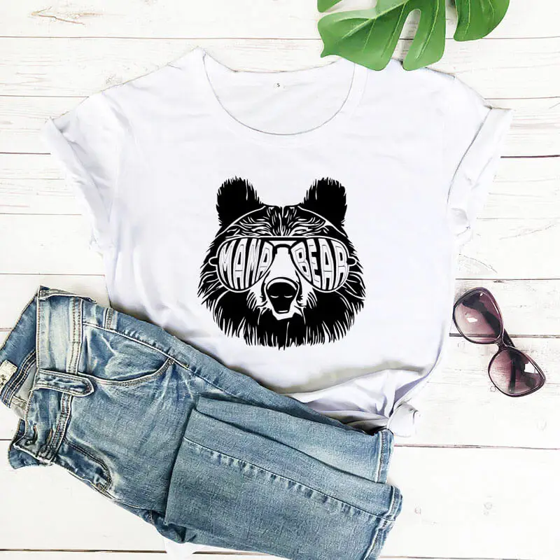 

Summer Funny T Shirt Mom Life T Shirt Gift for Mom Cute New Mom Tee Mama Bear Graphic Printed New Arrival