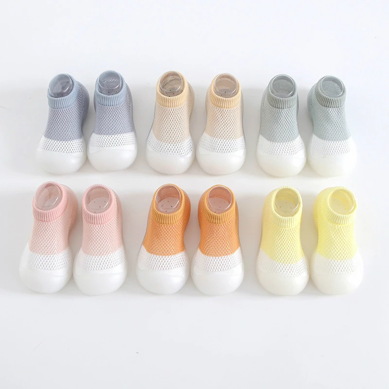 Туфли детские унисекс мягкая резиновая подошва вязаные Нескользящие обувь для