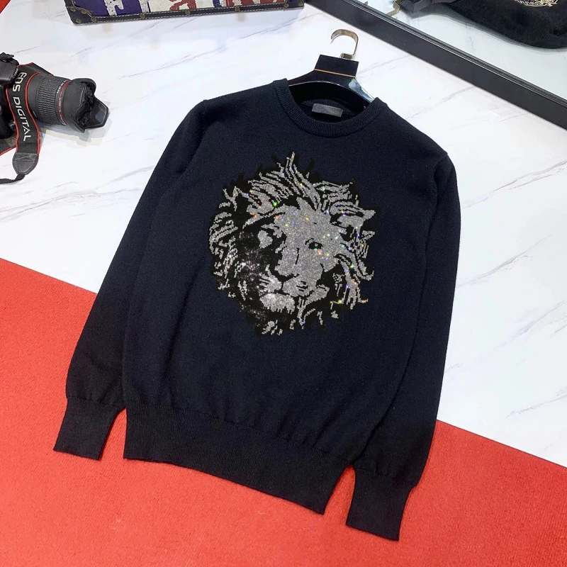 Мужской Свитер оверсайз с изображением головы льва | Мужская одежда