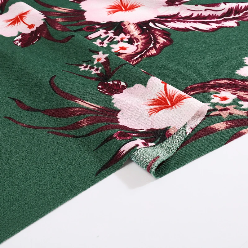 Сезон лето Недорогие Джерси ткань зеленый стрейч цветы швейная для Diy модное