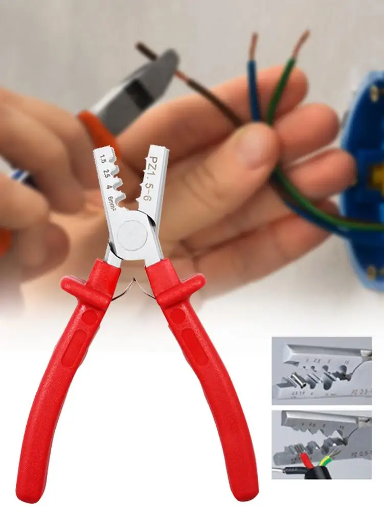 

Handle Crimping Tool - Crimp Terminal Wire Connectors And Ferrules Crimp Plier With Soft And Comfortable Plastic Tubular