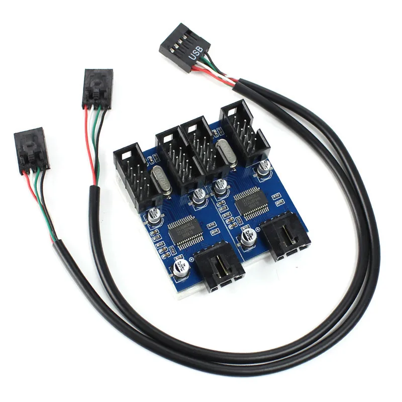 

Motherboard 9Pin USB Header Splitter Male 1 to 2/4 Female Extension Cable Adapter 9-Pin USB2.0 HUB Connector, 3 Pack