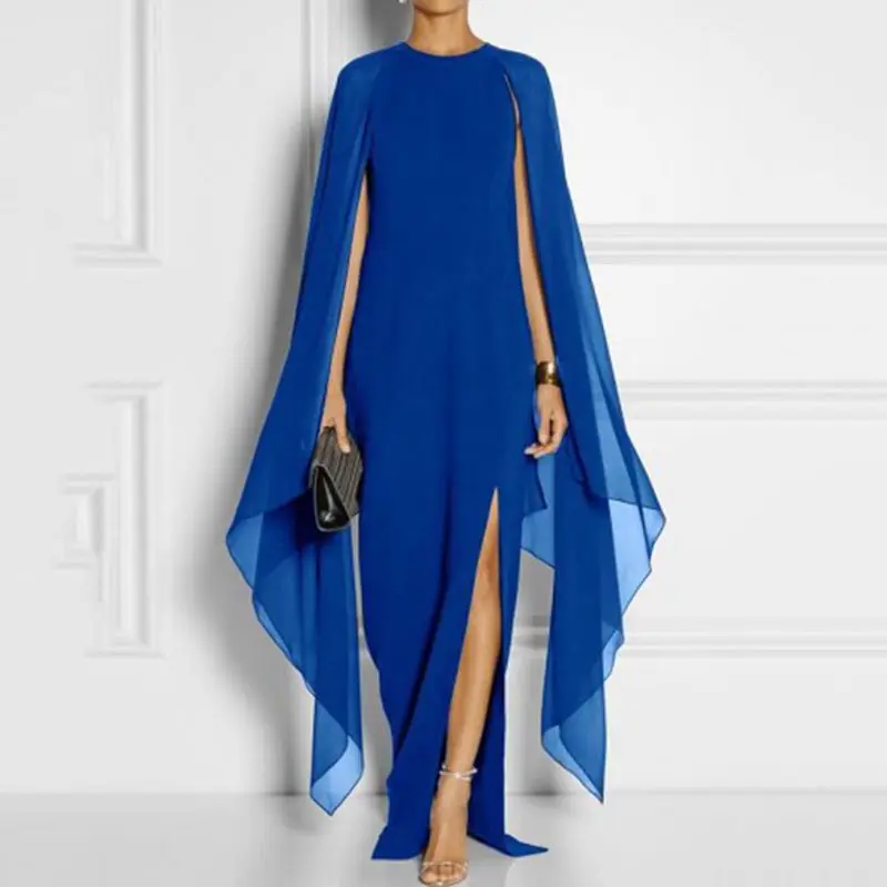 Женская накидка с длинным рукавом Длинные вечерние платья модное однотонное
