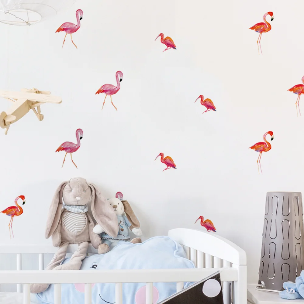 Wall Sticker Kids Room Decoration for Home Decor Romantic Flamingo Decals Odorless House Stickers | Дом и сад