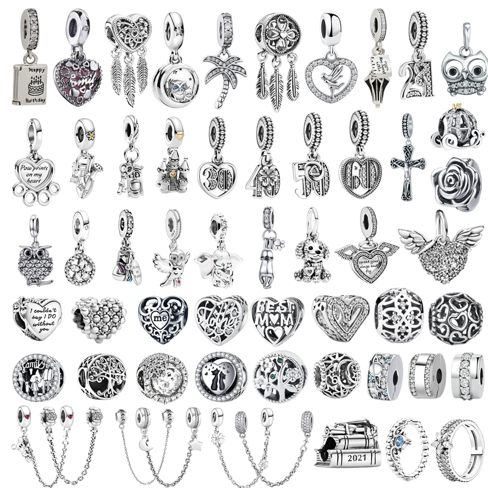 

100% 925 Sterling Silver Charms Necklace Dream Catcher Fit Pandora Original Charm Bracelets Pendant Making DIY Jewelry for Girl