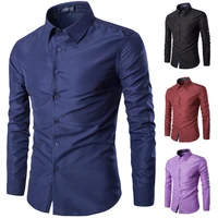 mens shirts turn down collar solid business office button up long sleeve spring tops