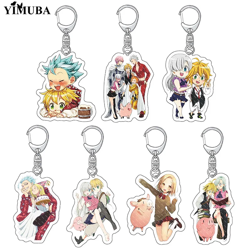 Anime The Seven Deadly Sins Acrylic Keychain Meliodas Elizabeth Ban Elaine Figures Keyring Bag Charm Accessories Fans Collection