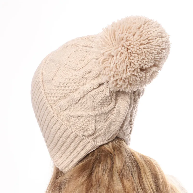 Женская зимняя теплая шапка для девочек Элегантная Дамская вязаная крючком