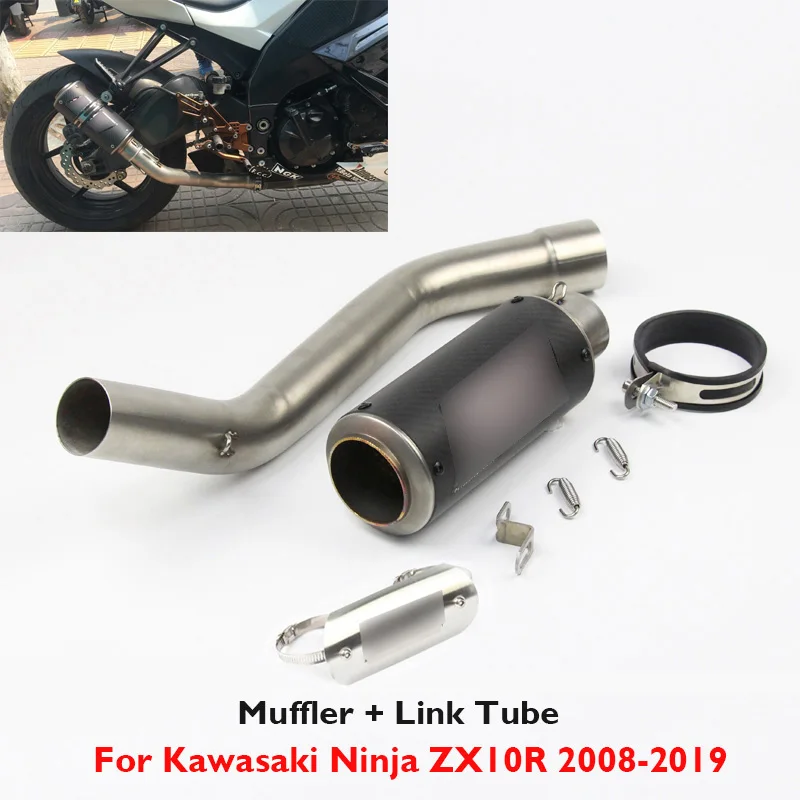 

Motorcycle for Kawasaki Ninja ZX10R 2008-2019 Exhaust System Middle Link Tube Escape Muffler Silencer Tip Pipe Slip on ZX-10R