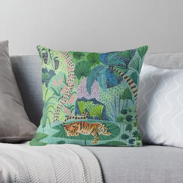 

Jungle Tiger Soft Throw Pillow Cover Print Pillow Case Waist Cushion Cover Pillows NOT Included