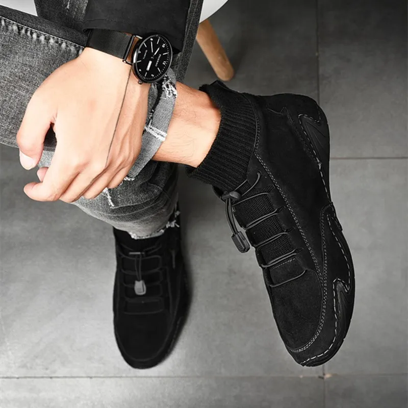 Online Kulit Babi Ankle Wrap Dibungkus Sepatu Berjalan Perjalanan Kasual Pria Ukuran Besar Musim Gugur Musim Dingin Eropa Big Kaki Gurita Sepatu 48 47 46 45