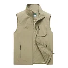 Мужская жилетка с множеством карманов, повседневная безрукавка с воротником-стойкой, модель 7XL на лето и осень, 2021