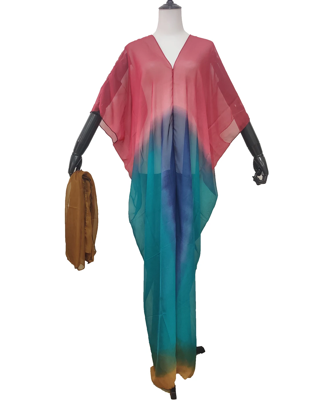 

Malaysia 2021 New Fashionable V-Neck Floor Length Kaftan Multicolor Maxi Dress Dashiki African Abaya Muslim Robe Femme Dresses