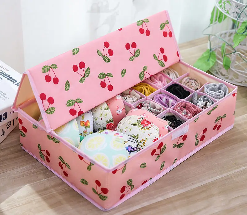 Cherry B washable Шкаф Ящики-органайзеры для нижнего белья тканевый коллекционный Органайзер Hosehold ящик для хранения носков портативный складной шкаф аккуратный Чехол - Цвет: Cherry B washable