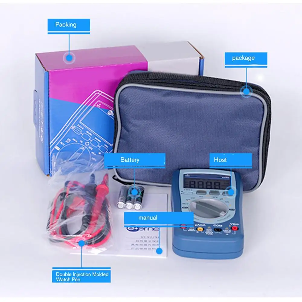 Цифровой мультиметр постоянного/переменного тока напряжение T-RMS Авто Диапазон