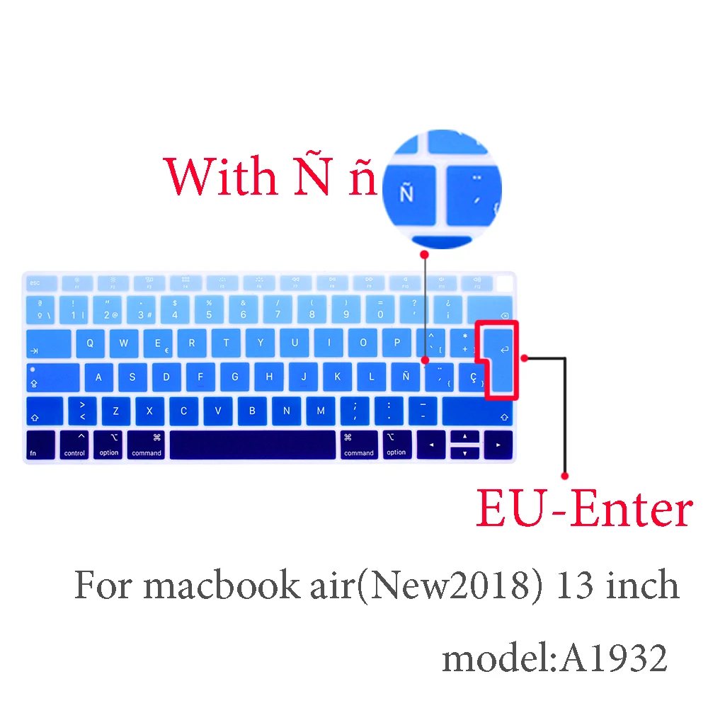 Испанская Защитная пленка для клавиатуры для Mac Book pro 13 A2159 pro13 retina air A1466 A1708A1989A1932 EU-key силиконовая крышка клавиатуры