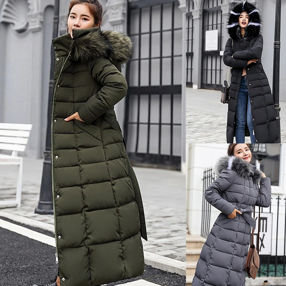 Женский утепленный пуховик с капюшоном зимнее повседневное пуховое пальто