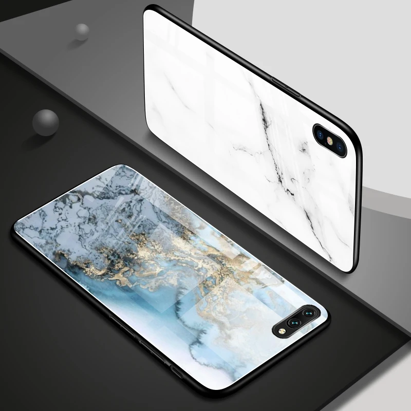Мраморный чехол из закаленного стекла для Xiaomi Redmi Note8 7 5 6 Pro Pocophone F1 Mi8 A2 Lite 6X 5X Mi9 SE 9 t