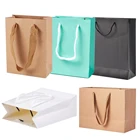 pandahall 10pcs 16202833cm Rectangle Kraft Paper Pouches Gift Shopping Bags, with Nylon Thread, BurlyWood F80