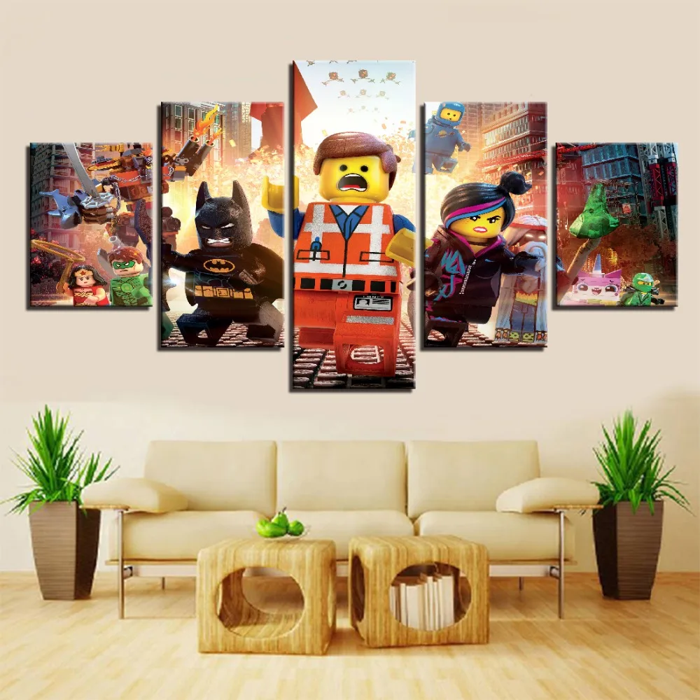 5 шт. настенные модульные картины из фильма Lego лего | Дом и сад
