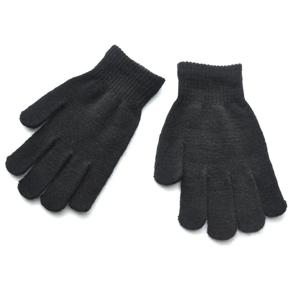 Зимние теплые перчатки варежки с пальцами зимние эластичные вязаные для зимы