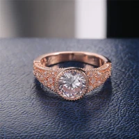 fashion classic womens rose gold color synthetic large zircon imitation ring size 6 10