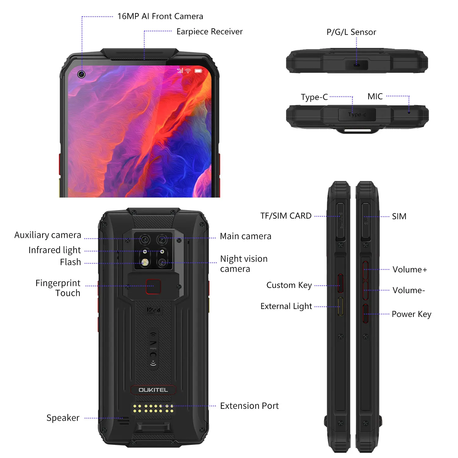 Смартфон OUKITEL WP7 8000 мА ч 6 53 дюйма + 128 ГБ 48 МП|Смартфоны| |