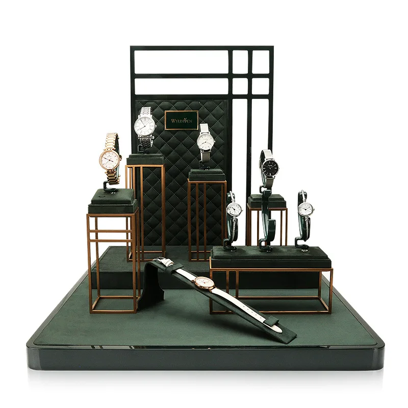 Jewelry display props, metal velvet leather window, watch holder, creative jewelry display shelf jewelry organizer