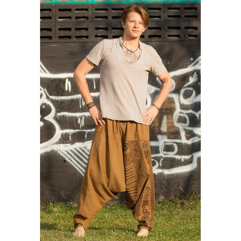 Hip Hop Aladdin Hmong Baggy Boho Cross-pants Men Medieval Renaissance Pirate Horseman Loose Pants Viking Trousers Harem |