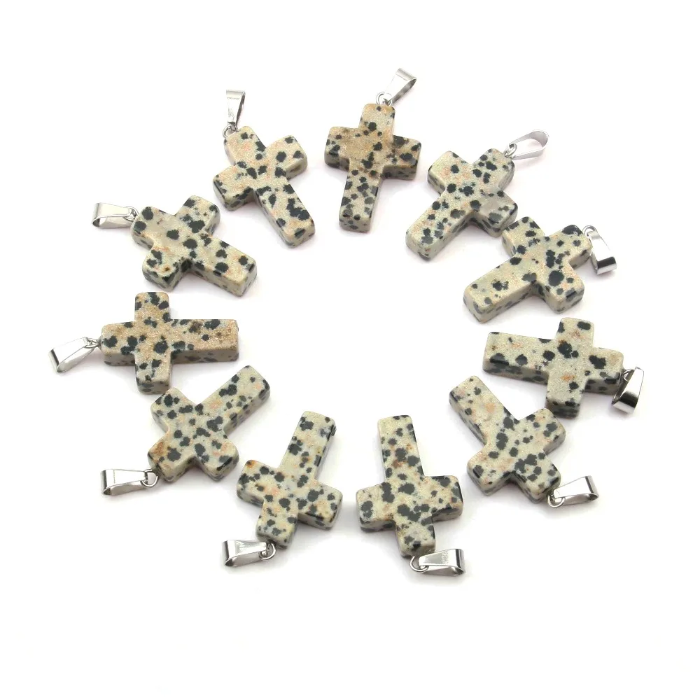 Натуральный камень подвеска из розового кварца в форме Креста Подвески для