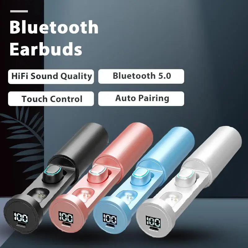 

Беспроводные наушники TWS TWS-202 с поддержкой Bluetooth 5,0 и 9D дисплеем, водонепроницаемые наушники, гарнитура для громкой связи, спортивные наушник...