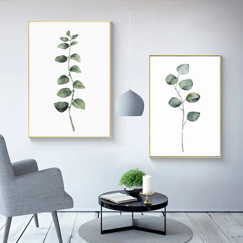 Зелень эвкалипта настенное Искусство Акварель Monstera Холст Картина