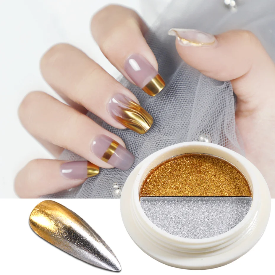 1 коробка твердый волшебный зеркальный порошок Бронзовый Золотой Блеск для