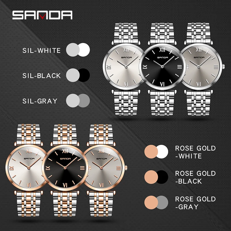 

2020 SANDA Luxury Brand Mens Business Watches Quartz Waterproof Wristwatch Stainless Steel Strap Male Watch Relogio Masculino