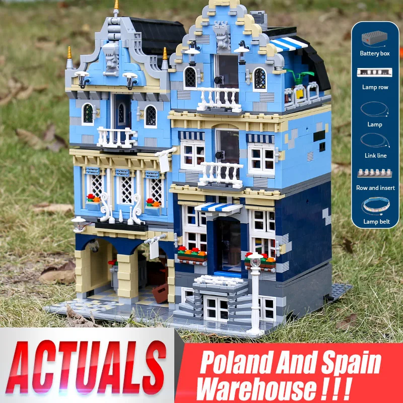 

MOULD KING 16020 MOC Factory City Street European Market Model Compatible 10190 Building Toys Educational Building Blocks Kids