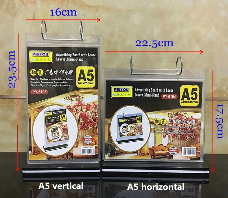 A5 прозрачная Настольная пластиковая Вертикальная акриловая настольная
