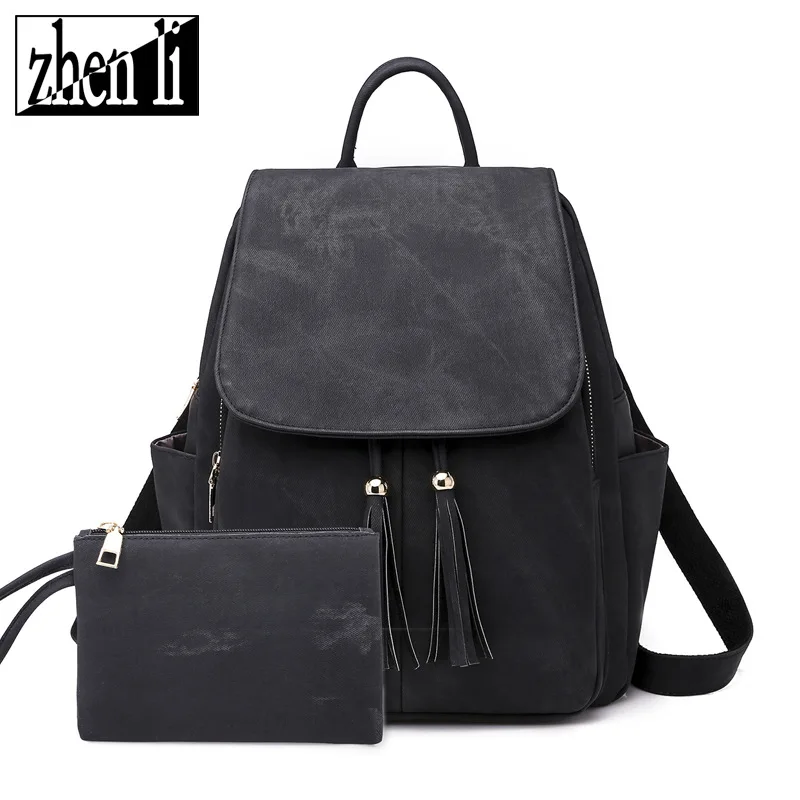 Women Casual Backpack PU Leather School For Teenager Girls Travel Vintage Solid Shoulder Bags | Багаж и сумки