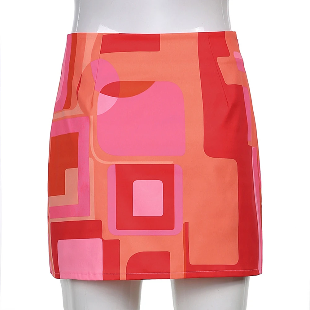 

Printed Vitage Skirts y2k Fashion Mini Skirts High Waisted Slim Short Skirts Streetwear Female Harajuku Skirts 2021 New 90s jupe