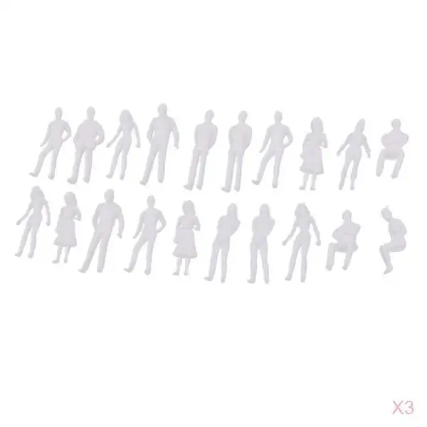 

60x Plastic 1/50 Architectural Model Unpainted Plain People Kit Unassembled