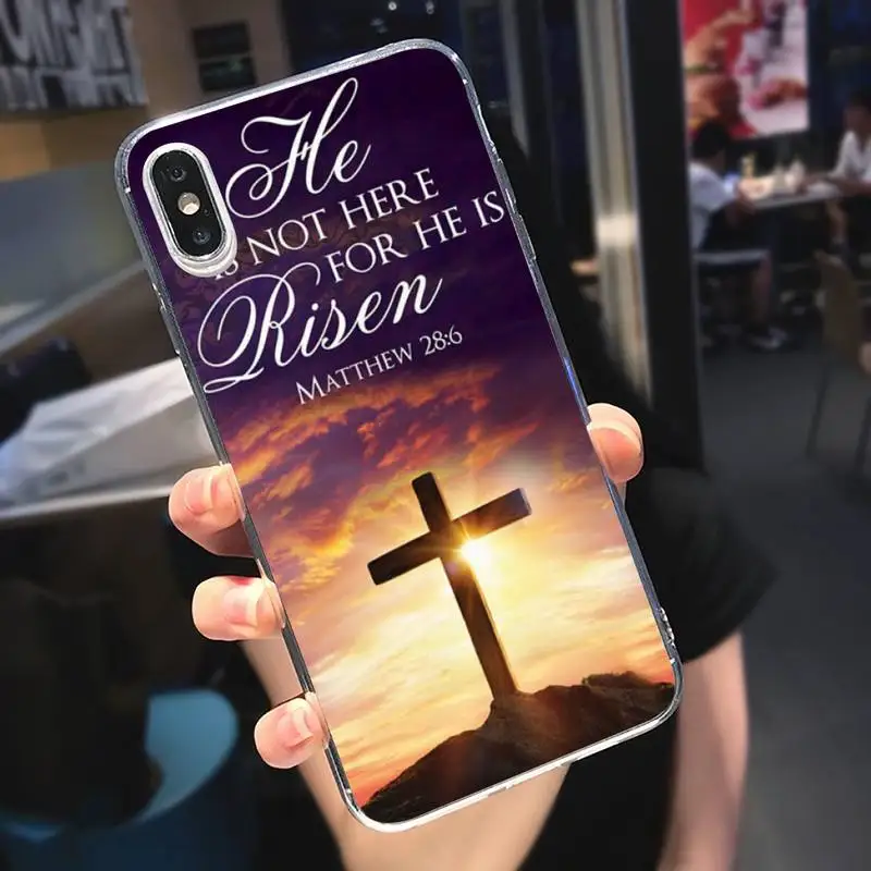 

Bible Jesus Christ Christian Cross Phone Case Transparent for iPhone 6 7 8 11 12 s mini pro X XS XR MAX Plus