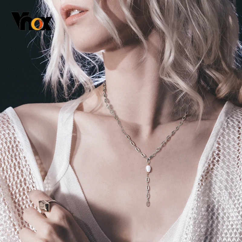 

Vnox Women Sexy Y Necklaces, Adjustable Length Chain with Simulated Pearl Charm,Elegant Party Jewelry Holiday Bohemia Balot Set