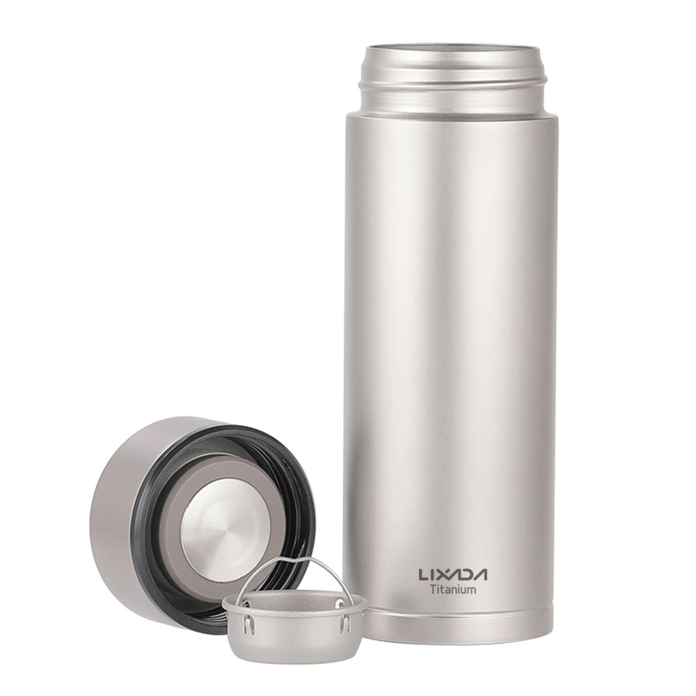 

Lixada 380ML Bottle Vacuum Insulated Titanium Lightweight Water Bottle Flask Leaves Tea Outdoor Sports Leak Bottle