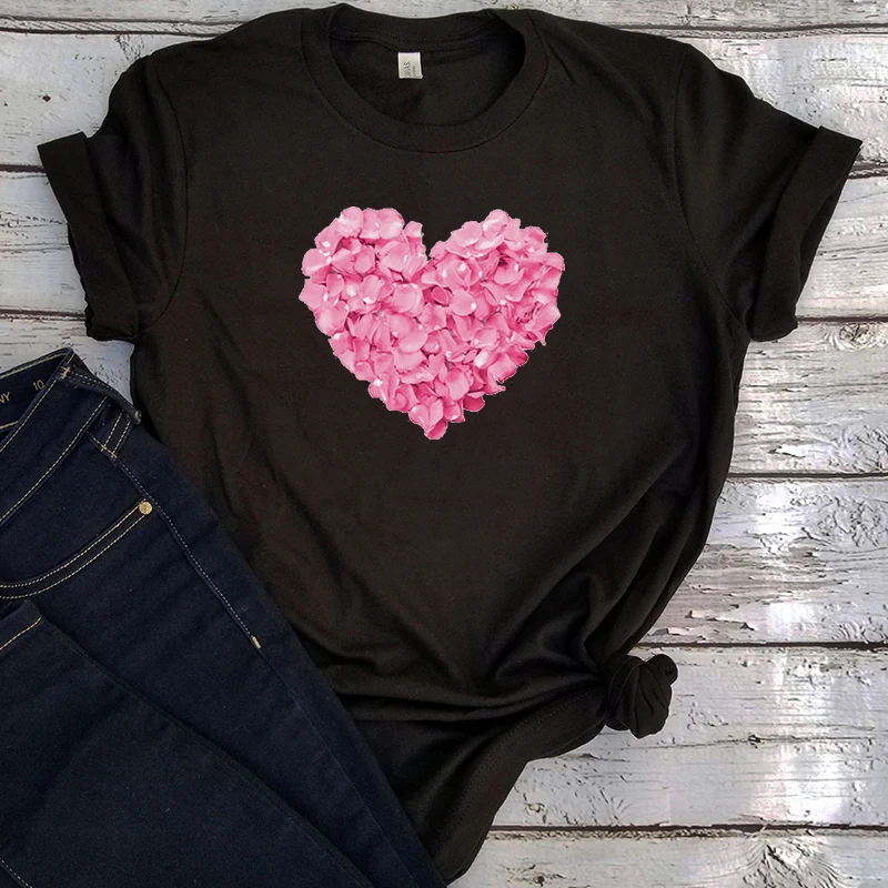 

Женская футболка с цветочным принтом Love, повседневная забавная футболка с графическим принтом коровы, женские футболки с цветочным принтом...