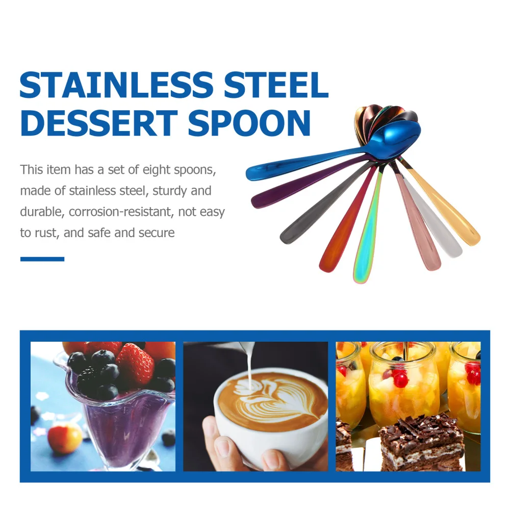 

8pcs Dessert Spoons Coffee Spoons Stirring Spoons Seasoning Spoons